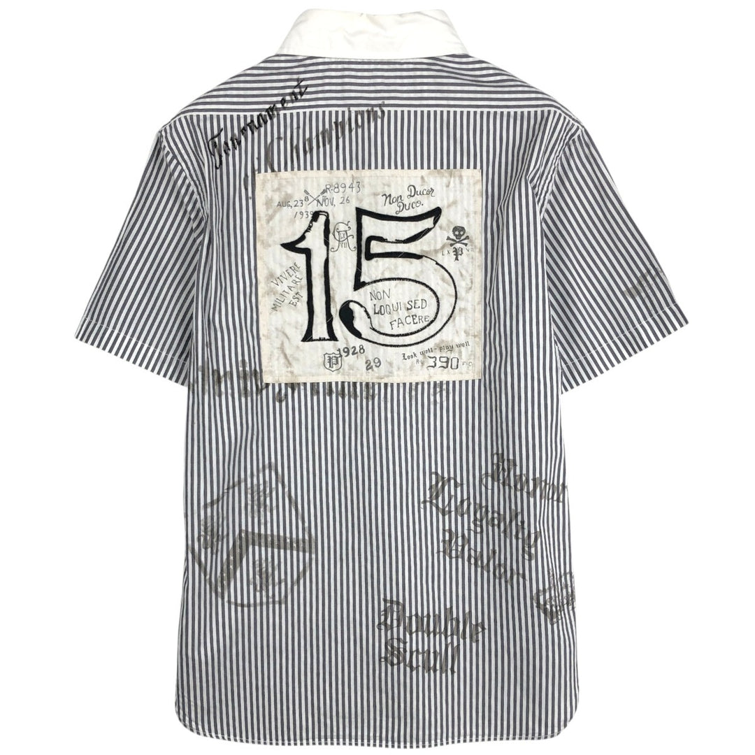 Ralph Lauren POLO RALPH LAUREN Short-Sleeve Striped Shirt, Men's Size M (approx.) cotton gray type Vintage Second Hand