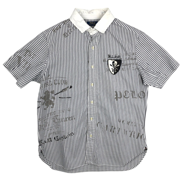 Ralph Lauren POLO RALPH LAUREN Short-Sleeve Striped Shirt, Men's Size M (approx.) cotton gray type Vintage Second Hand