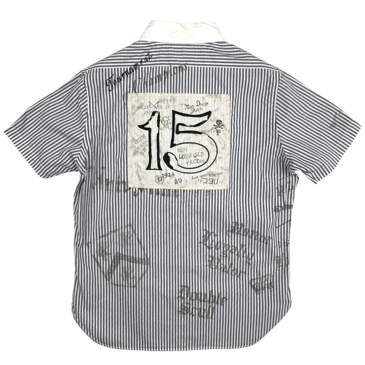 Ralph Lauren POLO RALPH LAUREN Short-Sleeve Striped Shirt, Men's Size M (approx.) cotton gray type Vintage Second Hand