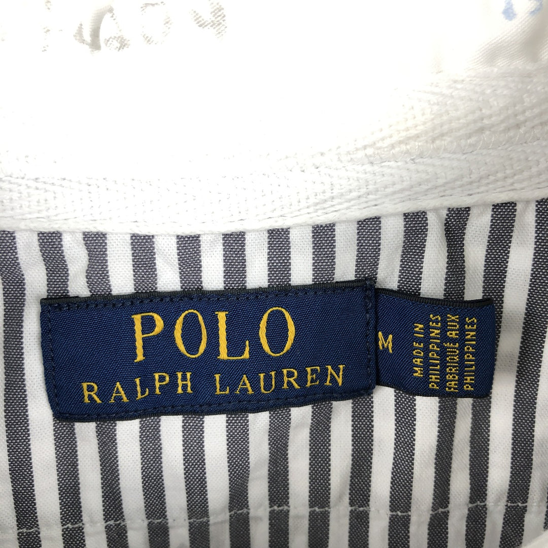 Ralph Lauren POLO RALPH LAUREN Short-Sleeve Striped Shirt, Men's Size M (approx.) cotton gray type Vintage Second Hand