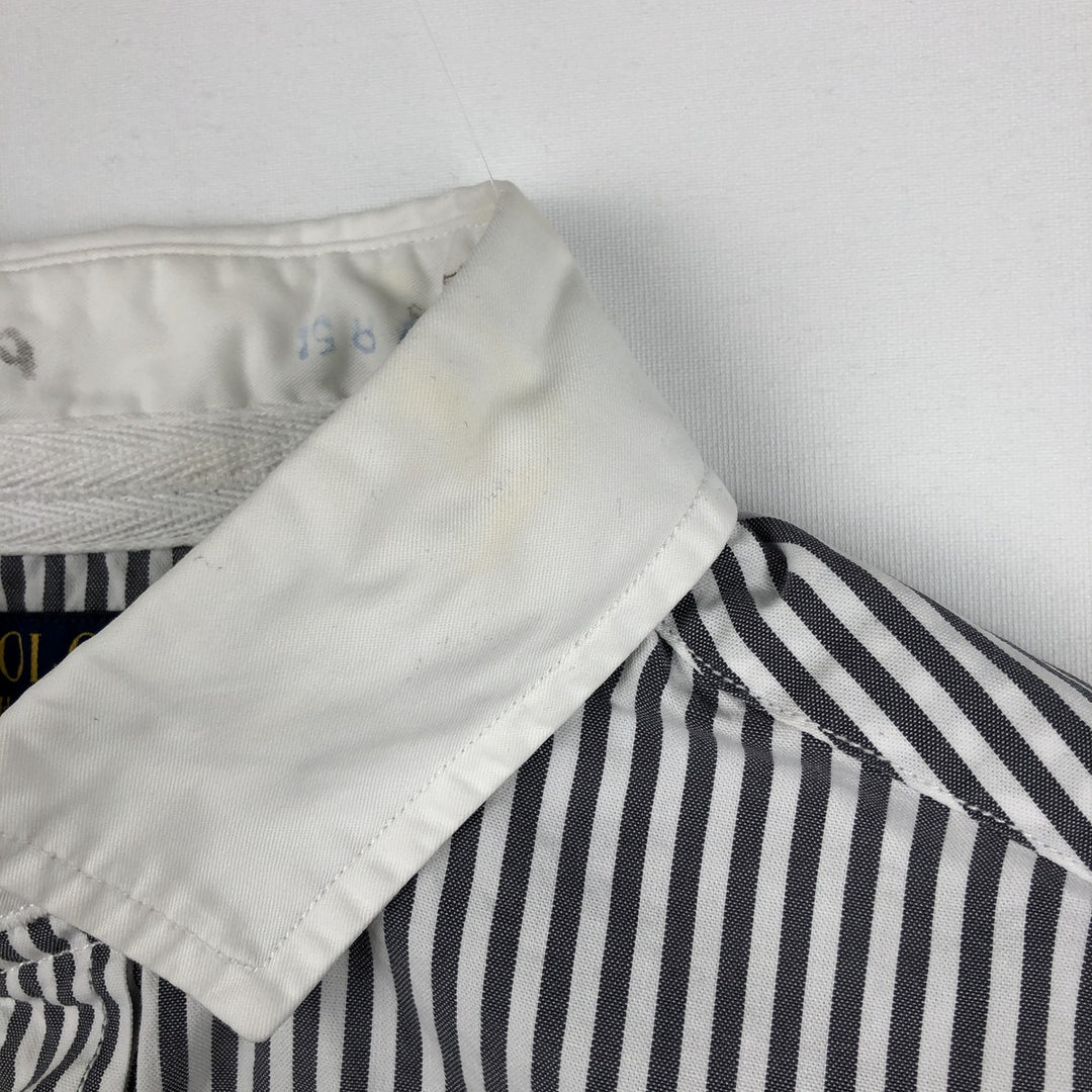 Ralph Lauren POLO RALPH LAUREN Short-Sleeve Striped Shirt, Men's Size M (approx.) cotton gray type Vintage Second Hand