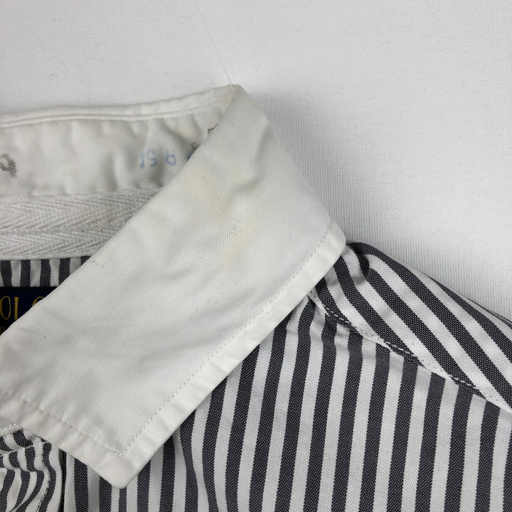 Ralph Lauren POLO RALPH LAUREN Short-Sleeve Striped Shirt, Men's Size M (approx.) cotton gray type Vintage Second Hand