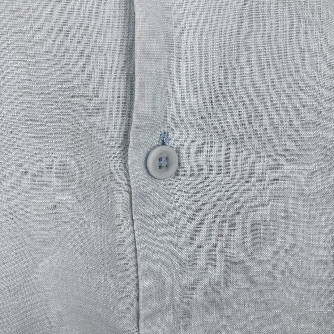 CUBAVERA Short Sleeve Open Collar Mexican Shirt Cuban Shirt Box Shirt Men's Size L linen Blue type light blue Vintage Second Hand