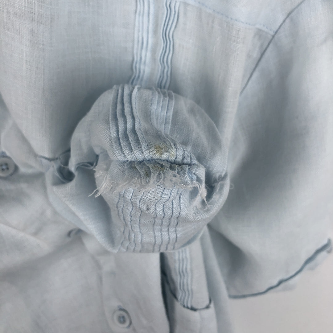 CUBAVERA Short Sleeve Open Collar Mexican Shirt Cuban Shirt Box Shirt Men's Size L linen Blue type light blue Vintage Second Hand