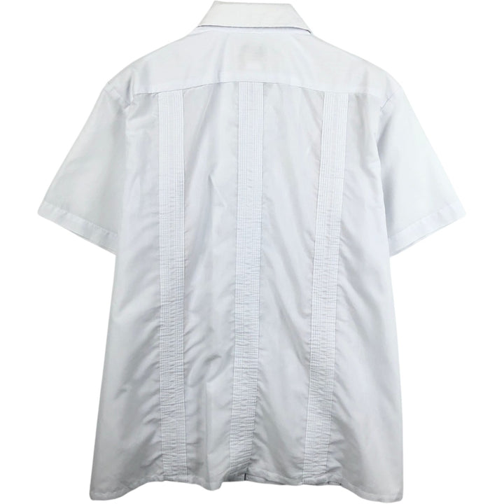 HABAND GUAYABERA Short-Sleeve Mexican Shirt, Cuban Shirt, Boxy Shirt, Men's Size L (approx.) polyester white type Vintage Second Hand