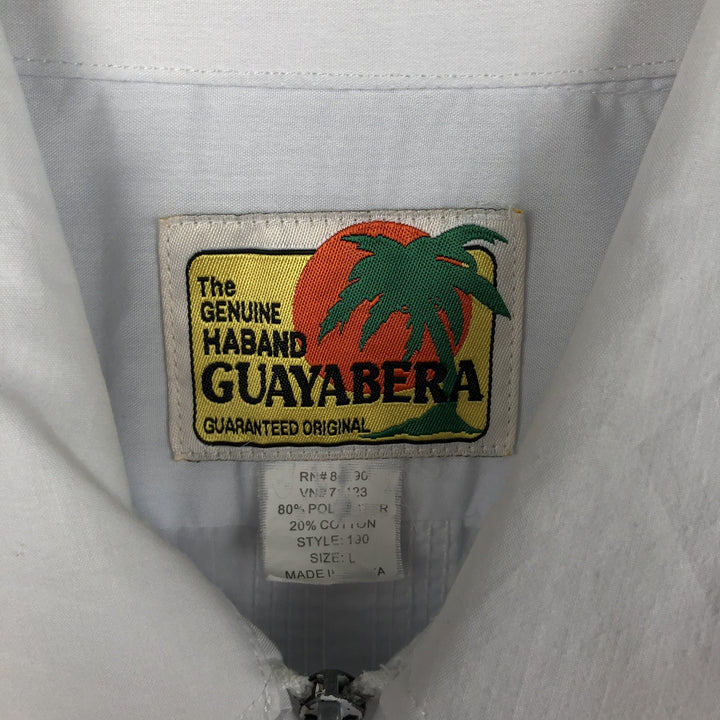 HABAND GUAYABERA Short-Sleeve Mexican Shirt, Cuban Shirt, Boxy Shirt, Men's Size L (approx.) polyester white type Vintage Second Hand