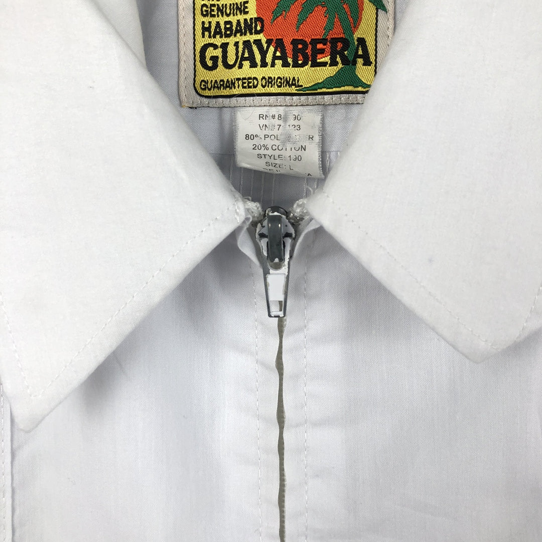HABAND GUAYABERA Short-Sleeve Mexican Shirt, Cuban Shirt, Boxy Shirt, Men's Size L (approx.) polyester white type Vintage Second Hand