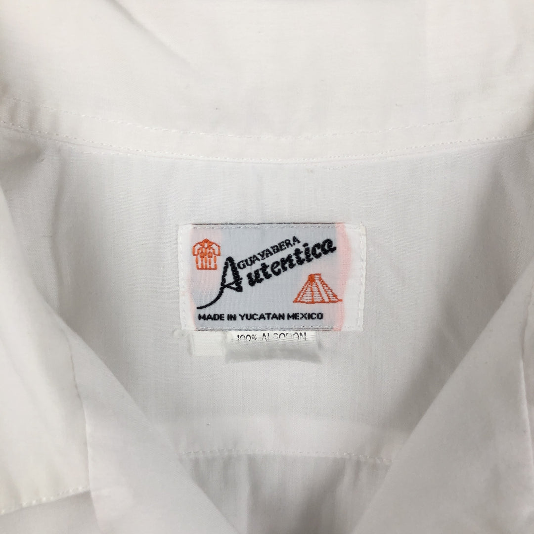 Authentica Short-Sleeve Open-Collar Mexican Shirt, Cuban Shirt, Boxy Shirt, Men's Size XL cotton white type Vintage Second Hand