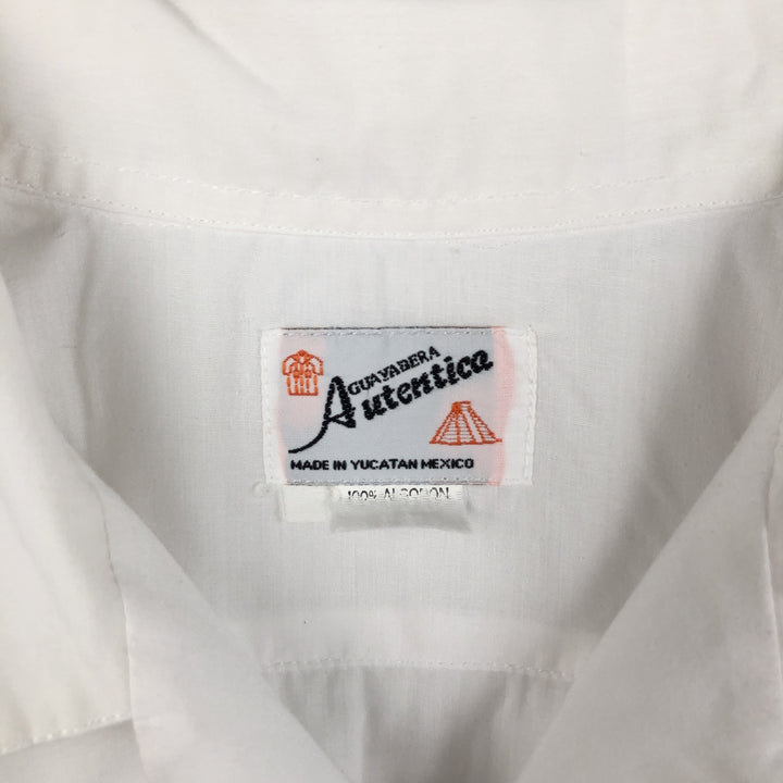 Authentica Short-Sleeve Open-Collar Mexican Shirt, Cuban Shirt, Boxy Shirt, Men's Size XL cotton white type Vintage Second Hand