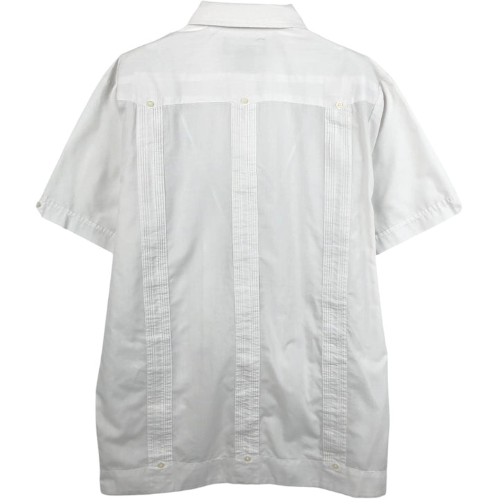90'S DAVID TAYLOR Short-Sleeve Open-Collar Mexican Shirt / Cuban Shirt / Boxy Shirt (Men's Size S) polyester white type Vintage Second Hand