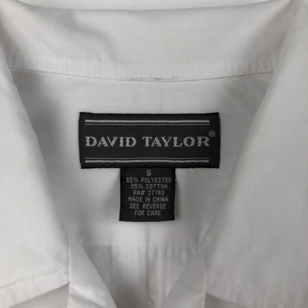 90'S DAVID TAYLOR Short-Sleeve Open-Collar Mexican Shirt / Cuban Shirt / Boxy Shirt (Men's Size S) polyester white type Vintage Second Hand