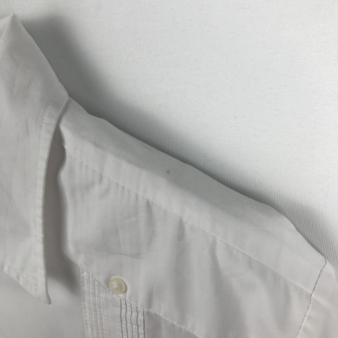 90'S DAVID TAYLOR Short-Sleeve Open-Collar Mexican Shirt / Cuban Shirt / Boxy Shirt (Men's Size S) polyester white type Vintage Second Hand