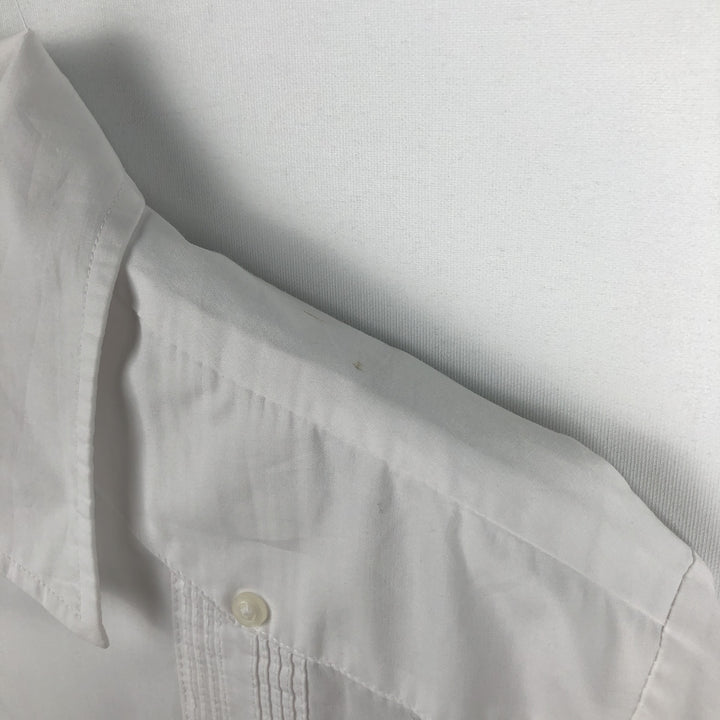 90'S DAVID TAYLOR Short-Sleeve Open-Collar Mexican Shirt / Cuban Shirt / Boxy Shirt (Men's Size S) polyester white type Vintage Second Hand