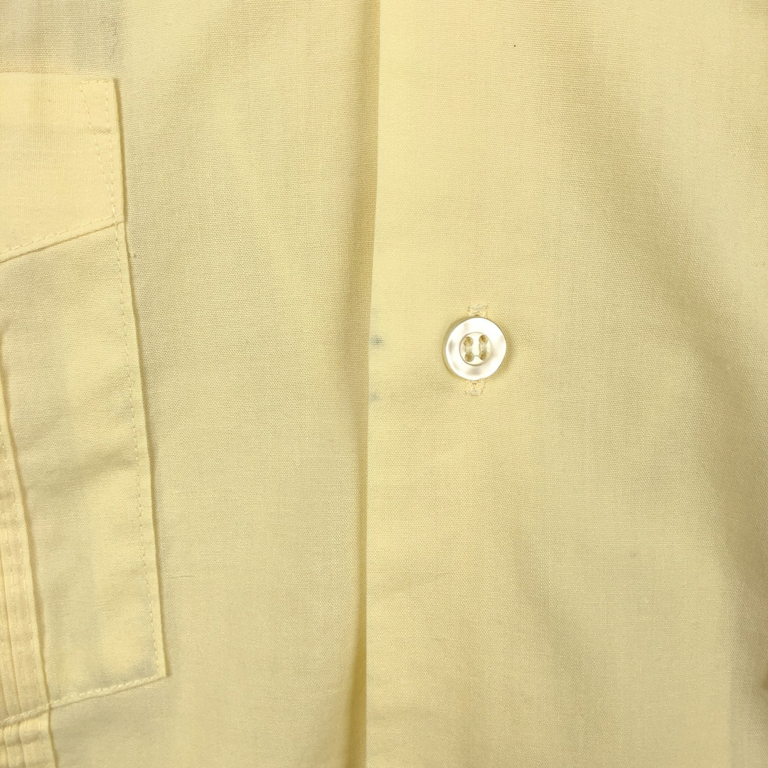 HABAND GUAYABERA Short-Sleeve Open Collar Mexican Shirt Cuban Shirt Box Shirt Men's Size L polyester lemon yellow Vintage Second Hand