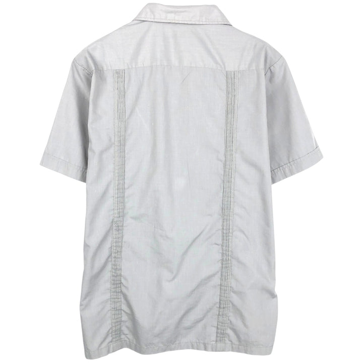 MAXIMOS Short-Sleeve Open-Collar Mexican Shirt, Cuban Shirt, Boxy Shirt, Men's Size M (approx.) polyester gray type Vintage Second Hand