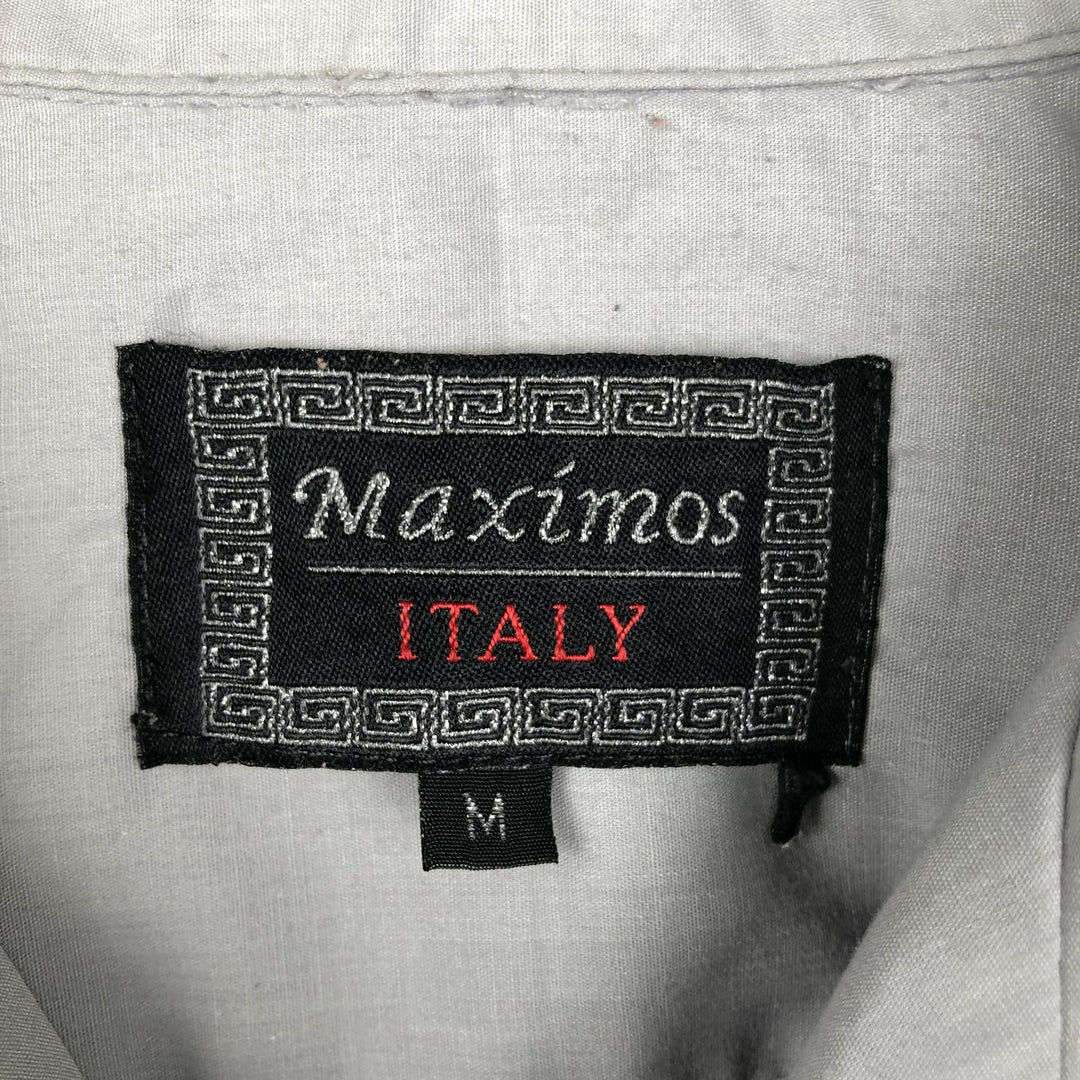 MAXIMOS Short-Sleeve Open-Collar Mexican Shirt, Cuban Shirt, Boxy Shirt, Men's Size M (approx.) polyester gray type Vintage Second Hand