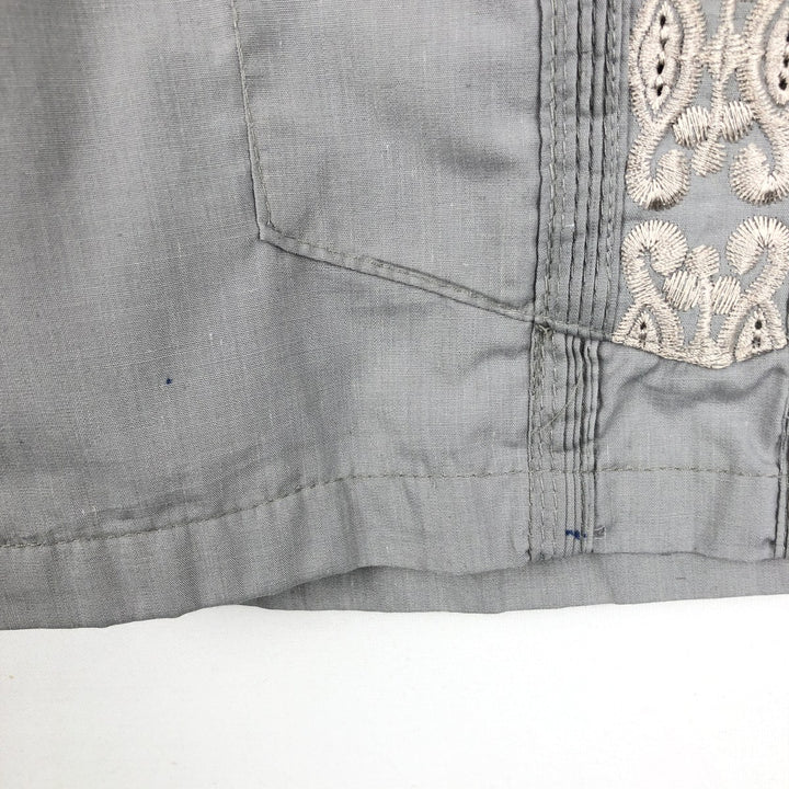 MAXIMOS Short-Sleeve Open-Collar Mexican Shirt, Cuban Shirt, Boxy Shirt, Men's Size M (approx.) polyester gray type Vintage Second Hand