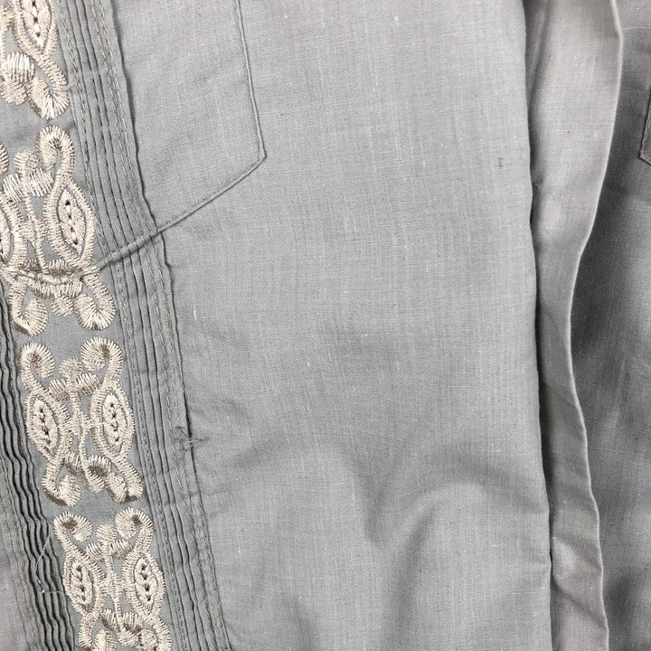 MAXIMOS Short-Sleeve Open-Collar Mexican Shirt, Cuban Shirt, Boxy Shirt, Men's Size M (approx.) polyester gray type Vintage Second Hand