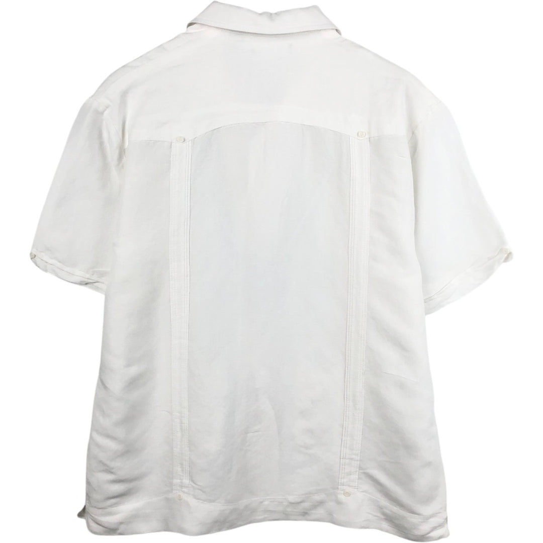 Cubavera Short-Sleeve Open-Collar Mexican Shirt, Cuban Shirt, Boxy Shirt, Men's Size L Lamy white type Vintage Second Hand