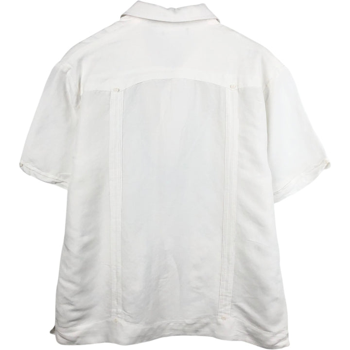 Cubavera Short-Sleeve Open-Collar Mexican Shirt, Cuban Shirt, Boxy Shirt, Men's Size L Lamy white type Vintage Second Hand