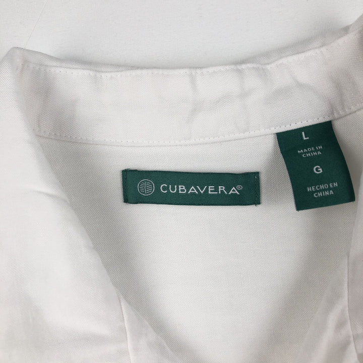 Cubavera Short-Sleeve Open-Collar Mexican Shirt, Cuban Shirt, Boxy Shirt, Men's Size L Lamy white type Vintage Second Hand