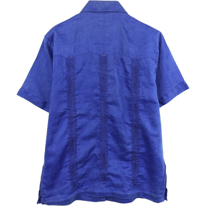 MOJITO Short Sleeve Mexican Shirt, Cuban Shirt, Box Shirt, Men's XL Size linen blue type Vintage Second Hand