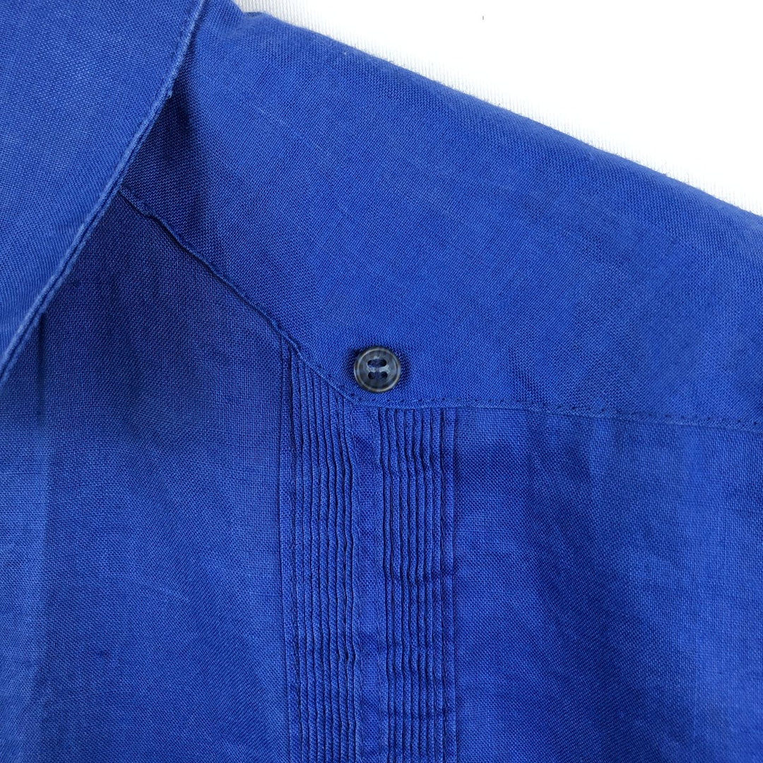 MOJITO Short Sleeve Mexican Shirt, Cuban Shirt, Box Shirt, Men's XL Size linen blue type Vintage Second Hand