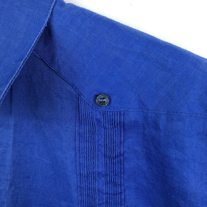 MOJITO Short Sleeve Mexican Shirt, Cuban Shirt, Box Shirt, Men's XL Size linen blue type Vintage Second Hand