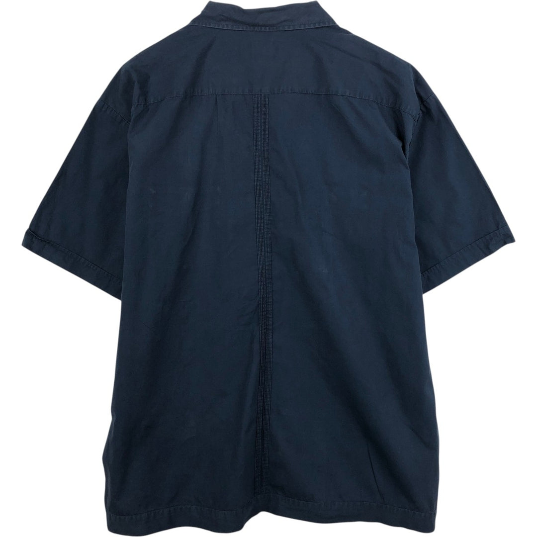 90'S GAP Short-Sleeve Open-Collar Mexican Shirt/Cuban Shirt/Box Shirt, Men's Size XL (approx.) cotton navy blue type Vintage Second Hand