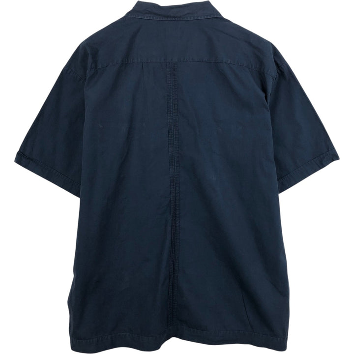 90'S GAP Short-Sleeve Open-Collar Mexican Shirt/Cuban Shirt/Box Shirt, Men's Size XL (approx.) cotton navy blue type Vintage Second Hand