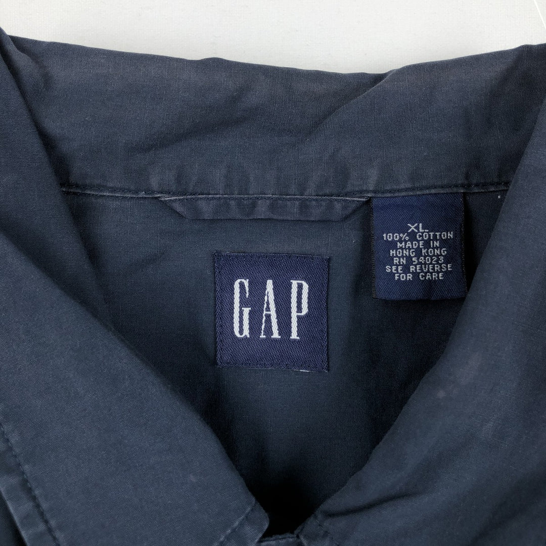 90'S GAP Short-Sleeve Open-Collar Mexican Shirt/Cuban Shirt/Box Shirt, Men's Size XL (approx.) cotton navy blue type Vintage Second Hand