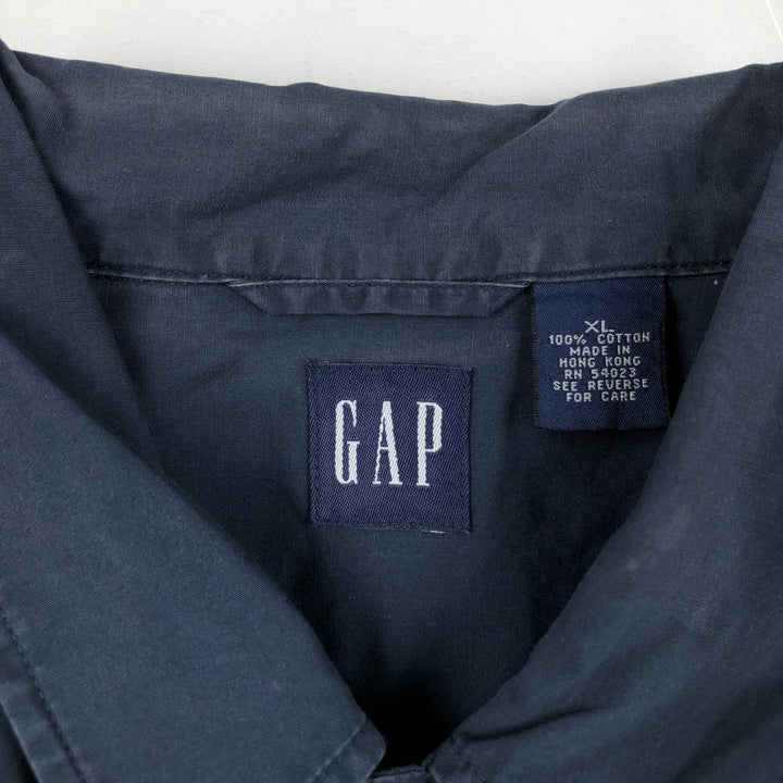 90'S GAP Short-Sleeve Open-Collar Mexican Shirt/Cuban Shirt/Box Shirt, Men's Size XL (approx.) cotton navy blue type Vintage Second Hand