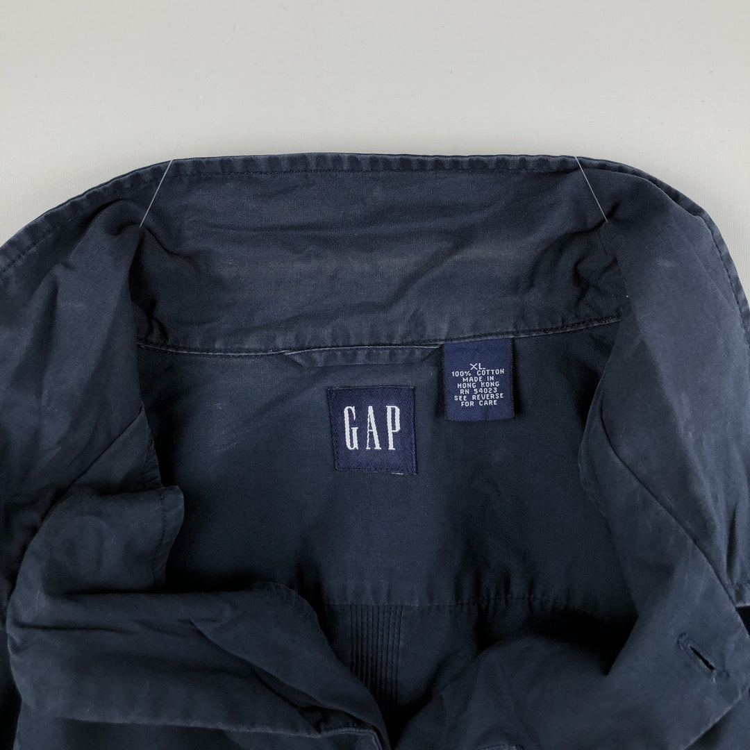 90'S GAP Short-Sleeve Open-Collar Mexican Shirt/Cuban Shirt/Box Shirt, Men's Size XL (approx.) cotton navy blue type Vintage Second Hand