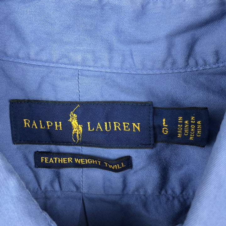Ralph Lauren Featherweight Twill Short-Sleeve Button-Down Shirt, Men's Size L (approx.) cotton blue type Vintage Second Hand