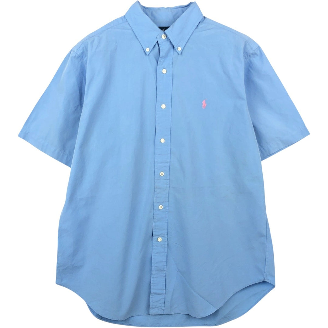 Ralph Lauren Classic Fit short sleeve button down shirt, men's size L cotton Blue type light blue Vintage Second Hand