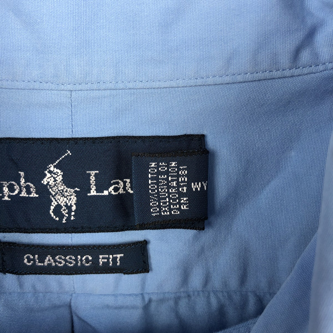 Ralph Lauren Classic Fit short sleeve button down shirt, men's size L cotton Blue type light blue Vintage Second Hand