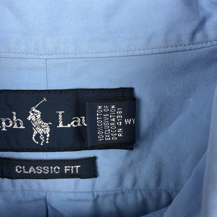 Ralph Lauren Classic Fit short sleeve button down shirt, men's size L cotton Blue type light blue Vintage Second Hand