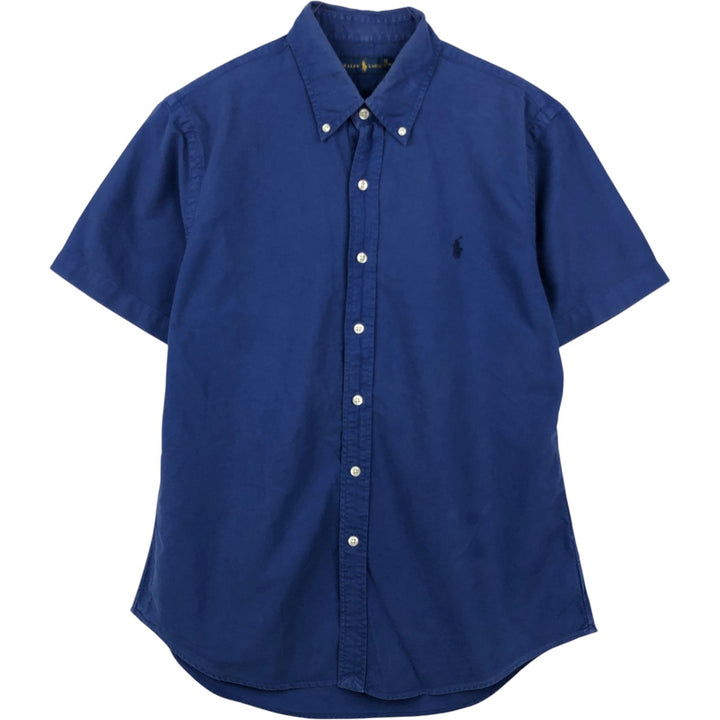 Ralph Lauren short sleeve button down shirt, men's size L cotton blue type Vintage Second Hand