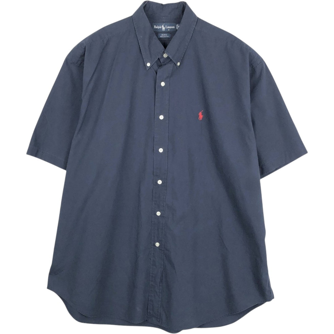 Ralph Lauren BLAKE short sleeve button down shirt, men's XL size cotton navy blue type Vintage Second Hand