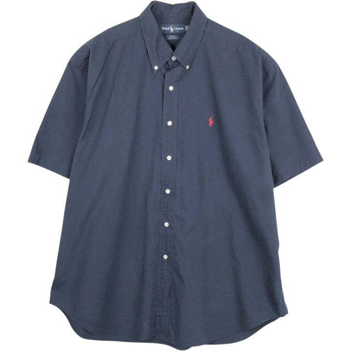 Ralph Lauren BLAKE short sleeve button down shirt, men's XL size cotton navy blue type Vintage Second Hand
