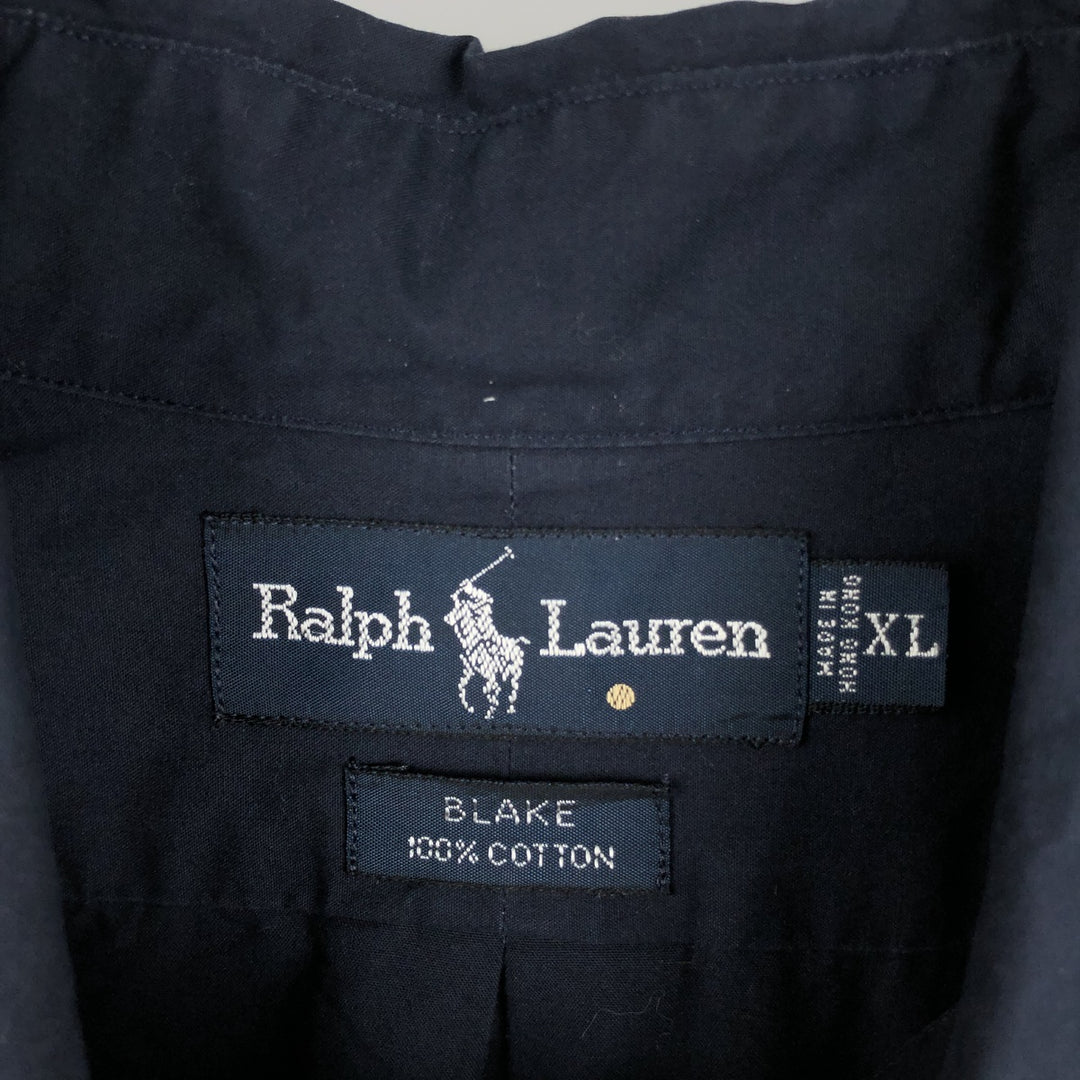 Ralph Lauren BLAKE short sleeve button down shirt, men's XL size cotton navy blue type Vintage Second Hand