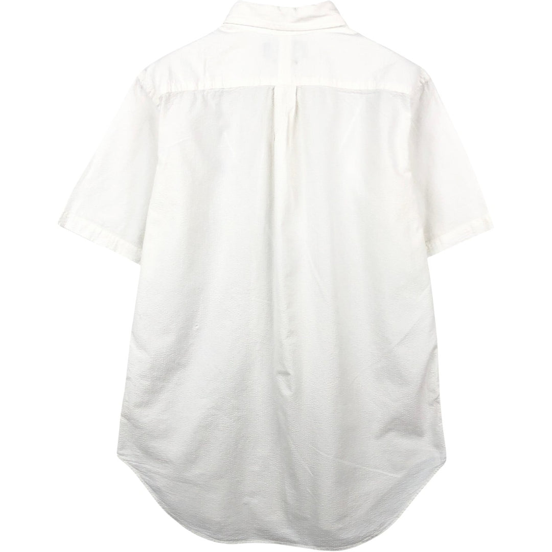 Ralph Lauren CLASSIC FIT Seersucker Short-Sleeve Button-Down Shirt, Men's Size M (approx.) cotton white type Vintage Second Hand