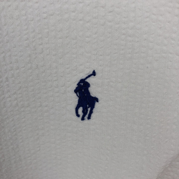 Ralph Lauren CLASSIC FIT Seersucker Short-Sleeve Button-Down Shirt, Men's Size M (approx.) cotton white type Vintage Second Hand