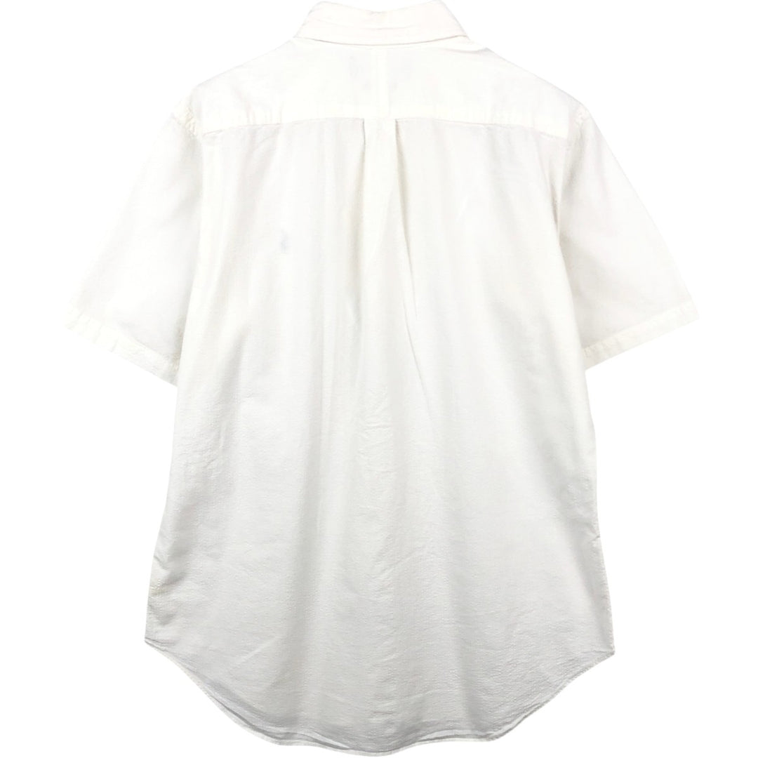 Ralph Lauren CLASSIC FIT sheer seersucker short-sleeved button-down shirt, men's size M (approx.), pre-owned. cotton white type Vintage Second Hand