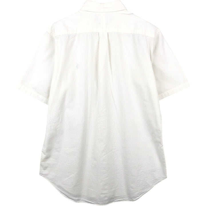 Ralph Lauren CLASSIC FIT sheer seersucker short-sleeved button-down shirt, men's size M (approx.), pre-owned. cotton white type Vintage Second Hand