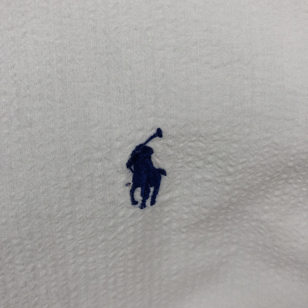 Ralph Lauren CLASSIC FIT sheer seersucker short-sleeved button-down shirt, men's size M (approx.), pre-owned. cotton white type Vintage Second Hand