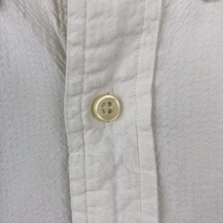 Ralph Lauren CLASSIC FIT sheer seersucker short-sleeved button-down shirt, men's size M (approx.), pre-owned. cotton white type Vintage Second Hand