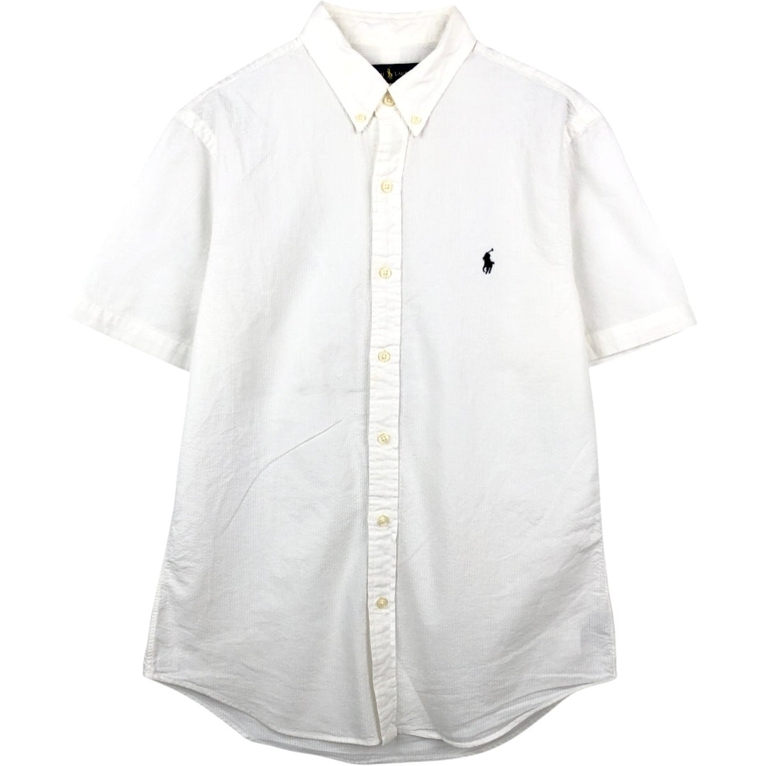 Ralph Lauren Seersucker Short Sleeve Button Down Shirt Men's M Size cotton white type Vintage Second Hand