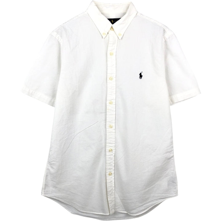 Ralph Lauren Seersucker Short Sleeve Button Down Shirt Men's M Size cotton white type Vintage Second Hand