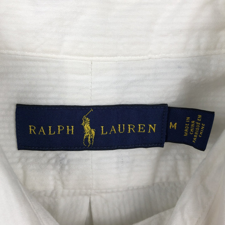 Ralph Lauren Seersucker Short Sleeve Button Down Shirt Men's M Size cotton white type Vintage Second Hand